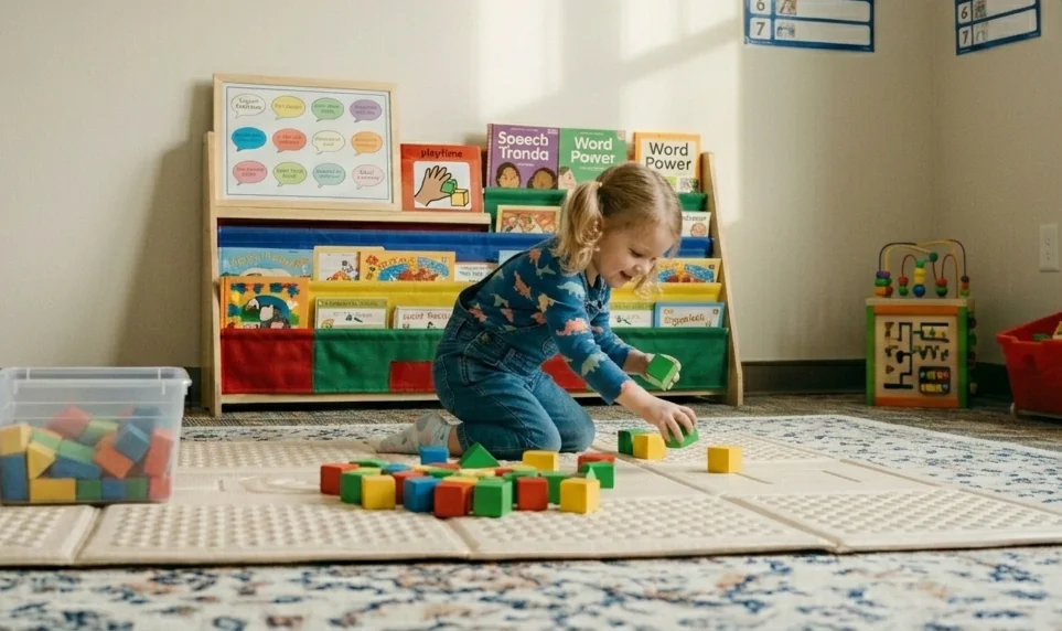 Three-year-old playing